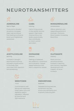 the neurotransmitters info sheet is shown in orange and gray colors