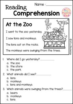 reading worksheet for the zoo