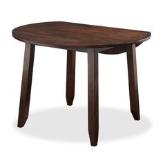 an oval wooden table with two legs