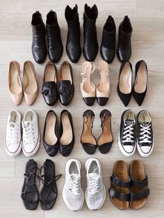 A Lot Of Shoes, Capsule Wardrobe Shoes, Minimalist Wardrobe Capsule, Capsule Wardrobe Women, Pretty Sandals, Basic Shoes, Fashion Capsule Wardrobe, Shoes Outfit Fashion, Classy Shoes