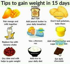 TIPS TO GAIN WEIGHT IN 15 DAYS Foods For Weight Gain Woman, Weight Gain Diet Plan, Gain Meals, Gain Weight Smoothie, Weight Gain Shakes, Weight Gain Plan, Tips To Gain Weight, Ways To Gain Weight