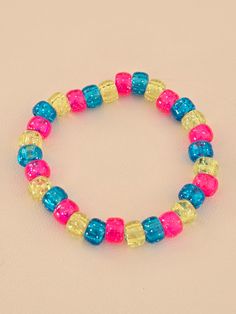 Glitter pony bracelet featuring pansexual pride flag colors Rainbow Casual Jewelry For Party, Casual Rainbow Jewelry For Party, Pansexual Bracelet, Kandi Charms, Scene Bracelets, Pan Pride, Bill Pay, Diy Kandi Bracelets, Diy Kandi