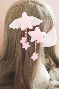 Fairy Kei 2 Pcs kawaii hair clip - Star Tassels Cute Lolita Hair Clip Fairy Kei Fashion, Cute Hair Clip, Kawaii Hairstyles, Star Hair, Kawaii Accessories, Cute Hair, Cute Stars, Head Accessories