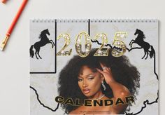 a calendar with an image of a woman on it