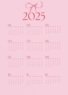 a pink calendar with a bow on it