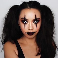 Simple Halloween Makeup Black Women, Cute Makeup Ideas For Halloween, Diy Baddie Halloween Costumes Ideas, Baddie Clown Makeup, Red And Black Halloween Makeup, Soft Clown Makeup, Mime Halloween Costume