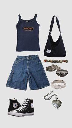 #jorts #outfitinspo Jorts Outfit, Camping Outfits, Look Cool, Aesthetic Clothes