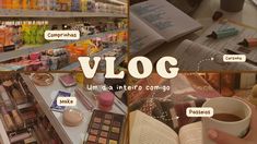 a collage of photos showing various cosmetics products and the words vlog written in spanish