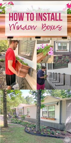 how to install window boxes in the front yard or back yard with flowers and trees