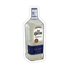 an image of a bottle of alcohol on a white background with the words just quero