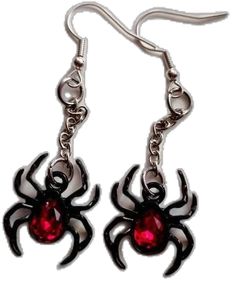 Silver Emo Earrings For Parties, Emo Metal Earrings For Gift, Emo Style Metal Earrings For Gift, Red Punk Earrings For Gifts, Nickel-free Emo Earrings For Gift, Emo Halloween Pierced Earrings, Halloween Emo Pierced Earrings, Emo Metal Earrings For Halloween, Emo Metal Earrings For Parties