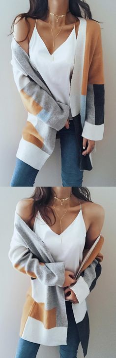 ONLY $32.99! Fashion Knit Multi color Long Sleeve Cardigan fall fashion 2017 trend warm cheap online store Remade Clothes, Mode Shoes, Street Clothing, Fall Cardigans, Fun Clothes, Elegante Casual, Fashionable Outfits, Max Azria