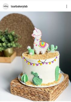 a decorated cake sitting on top of a table