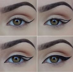 prob the easiest way to get that perfect swoop. Cat Eye Makeup Tutorial, Khol Eyeliner, Tutorial Eyeliner, Eyeliner Tips, Perfect Winged Eyeliner, Eyeliner Hacks, Winged Eyeliner Tutorial