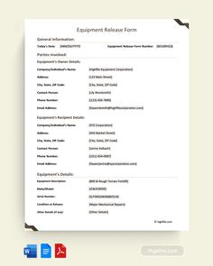 the equipment release form is shown