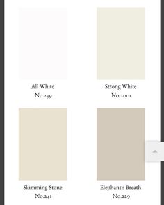 the different shades of paint that are available for each room in the house, including white and neutrals