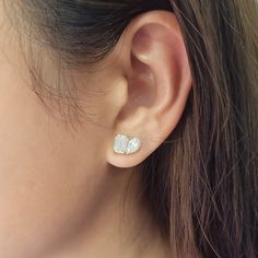 This beautiful pair of Moissanite earring studs features two 5*7mm/ 0.8 carat pear Moissanite and two 5*7/ 1 carat emerald Moissanite side by side. Total weight of Moissanite 3.6 carat. The Toi Et Moi design was famous since 1796 and it is most trendy design right now. The colorless Moissanite make these earrings dazzling and bright. You can choose the material of 14k solid yellow gold or 14k solid white gold. The texture of gold feels more standing out, and the white gold is more casual daily l Pear Diamond Earrings, Wedding Jewelry For Bride, Pear Earrings, Diamond Earrings Design, Luxe Jewelry, Moissanite Earrings, Earring Studs, Fancy Jewellery, Jewelry Lookbook