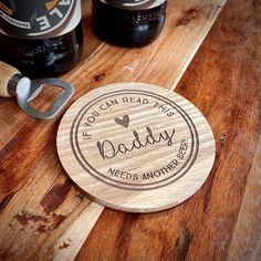 "A wooden circular coaster perfect for anyone who loves a beer or ale. This personalised coaster is a must have gift for someone who loves a pint. The wooden coaster can be personalised with the name of your choice along with the words \"If you can read this bring me a beer\" - making it a great practical yet noveltly gift. This personalised beer coaster is great gift for him, gift for dad, Father's Day gift or Stockign Filler Christmas Gift. Can be personalised with the name of your choice. Mad Alphabet Gifts, Beer Making, Cork Diy, Personalized Beer, Beer Coasters, Personalized Coasters, Fathers Day Crafts, How To Make Beer, Wooden Coasters