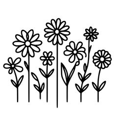 a line drawing of flowers on a white background