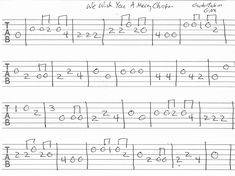 sheet music with notes and notations for the guitar tabula, written in black ink