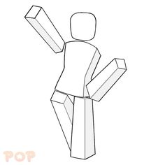 an outline of a person holding a block in one hand and a box in the other