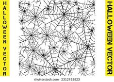 the halloween spider web pattern is shown in black and yellow