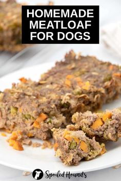 homemade meatloaf for dogs on a white plate