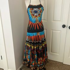 This Beautiful Rare Vintage Sundress Halter Size Small New With Tags Stretch Ruffles Stunning Measurements Are Length 50 Hips 14 With Stretch Abilities Vintage Sundress, Earthy Outfits, Dresses Backless, Paul Gaultier, Jean Paul, Jean Paul Gaultier, Vintage Jeans, Blue Orange, Sundress