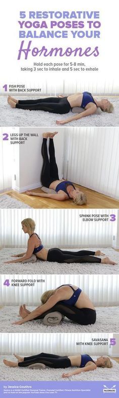 a woman is doing yoga poses on the floor