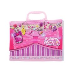 a pink bag with some decorations on it