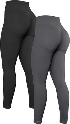 OQQ Women's 2 Piece High Waist Workout Butt Lifting Leggings Tummy Control Ruched Booty Smile Yoga Pants Lifting Leggings, Compression Tights, Waist Workout, Ribbed Leggings, Compression Leggings, Seamless Leggings, Womens Activewear, Women's Fitness, Yoga Leggings