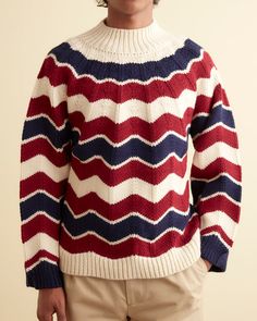 Chevron Pullover – BODE 70s Wool Sweater, Chevron Stripe, Vintage Sweater, Ribbed Neckline, Fall Sweaters, Vintage Sweaters, Women Pullover, Vintage Patterns, The 1970s