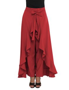 Red Chiffon Tie-waist Ruffle Palazzo Pants Red Non-stretch Spring Harem Pants, Red Wide-leg Beach Pants, Red Cotton Ankle-length Harem Pants, Red Bohemian Wide-leg Harem Pants, Red Cotton Full-length Harem Pants, Red Chiffon, Palazzo Pants, Chiffon, Pants