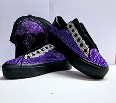 Channel your inner Purple Rain with these custom Prince-inspired platform kicks! ☔️ Be bold. Be daring. Be YOU.  These one-of-a-kind platform tennis shoes are a dazzling tribute to the musical genius, Prince. Covered in shimmering rhinestones, they capture the electrifying energy of his music and flamboyant style. Features: Platform sole adds height and drama, perfect for making a statement. Sparkling colors: Pick a base color that reflects your favorite Prince era - from classic white to royal Custom Purple Sneakers For Streetwear, Favorite Prince, Flamboyant Style, Low Top Tennis Shoes, Platform Tennis Shoes, Platform Tennis, Sneakers Athletic, Royal Purple, Purple Rain