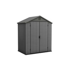 a gray shed on a white background