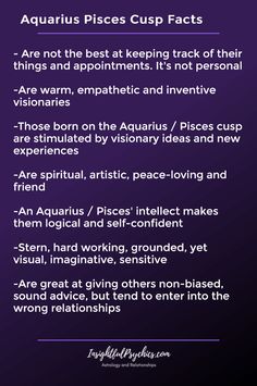 the zodiac sign for aquarius pisces cup fact is shown in purple and black