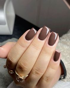 Brown Nail, Fall Gel Nails, Short Square Nails, Her Nails