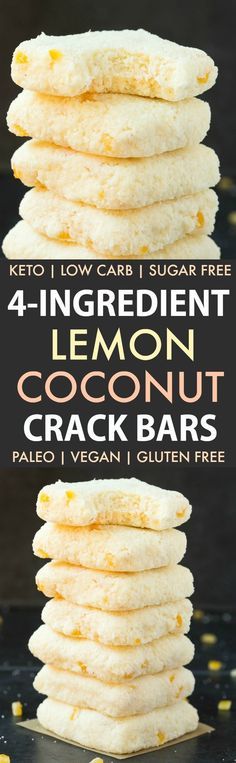 Coconut Bars Recipe, Lemon Coconut Bars, No Bake Lemon, Ketogenic Desserts, Coconut Bars, Lemon Coconut, Desserts Vegan, Low Carb Dessert, Paleo Vegan