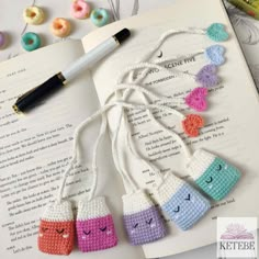 Crochet Tea Bag Bookmarks, Set of 5 Soft Colour Tea Bags with Heart Charms, Teabag Book Marker, Birthday Present, Gift for Her, Book Lovers 📚 A Beautiful Handmade Crochet Tea Bags with Heart Charm Bookmarks  ✅ What's Included:  🍵 Crochet Tea Bag Bookmark with Heart Charm. 🎨 Available colours: Pink, Light Blue, Orange, Lilac & Mint Green. 📏 Dimensions (approximately): ▪️ Tea Bags: 1.4" x 1.9" (3.5 cm x 4.8 cm) & thickness 0.6" (1.5 cm) ▪️ Heart Charm: 0.8" (2 cm) ▪️ Total Length: 10.2" (26 cm) 🍵 Bring some blossom to your books with this cute & happy Crochet Tea Bag Bookmarks! Whether you're a book lover or just love nature vibes, it's a fun and handy little addition! 🎁 Lovely Gift Idea A unique and thoughtful gift for tea lovers, friends, or family. Add a cheerful touch to any readin Crochet Tea Bag Bookmark, Crochet Birthday Gifts Friends, Crochet Bookmark Ideas, Cute Crochet Bookmarks, Bag Charms Crochet, Crochet Tea Bag, Marque Page Crochet, Teabag Bookmark, Crochet Tea Set