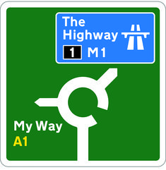 the highway sign is clearly visible for all drivers to know what they're looking for