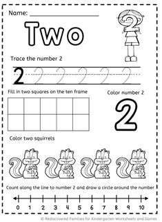 the number two worksheet for numbers 2 and 3 is shown in this image