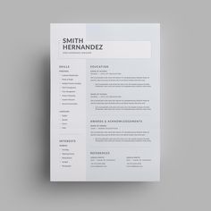 a clean and modern resume template with no work experience on the front page, it is ready