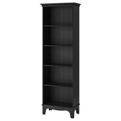 a tall bookcase with three shelves on each side