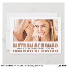 a card with the words matron of hand and an image of two women smiling