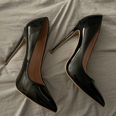 Black Stiletto Heels. Worn Once. Practically Brand New. Pointy Black Heels, Black Stilletos, Stilleto Shoes, Senior Brunch, Kate Spade Heels, Stilettos Heels, Black Stiletto Heels, Christian Louboutin Pigalle, Suede High Heels