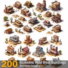 an image of some buildings and trees in the wild west set up for game design