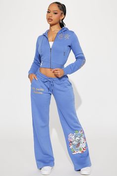 Available In Blue. Hoodie Front Zip Long Sleeve Front And Back Screen Ed Hardy Graphic Stretch Pair To "Ed Hardy Lotus Love Pant" Disclaimer: Due To The Printing Process A Difference In Saturation May Occur. Each Garment Is Unique. 55% Cotton 45% Polyester Imported | Ed Hardy Lotus Love Zip Front Hoodie in Blue size XS by Fashion Nova Cute Track Suits, Fashion Nova Sets, Ed Hardy Sweatsuit, Ed Hardy Set, Cute Tracksuits, Fashion Nova Outfits Ideas, Sip Up Hoodie, Cute Streetwear Outfits, Ed Hardy Outfit