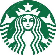 the starbucks logo is green and white with stars on it's head, as well as an image of a woman's face