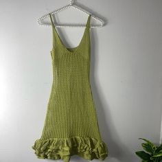 Endless X Luxury Brand Ruffle Knit Dress Size M New Body-Hugging Lightweight Knit Material Crochet Mini Dress Ruffle Bottom Detail Has Some Stretch Cotton, Spandex Run Small Knitted Dress Night Out, Crochet Dress Subversive, Knitted Club Dress, Crochet Mini Dress Party, Forest Green Crochet Dress, Skin Tight Crochet Dress, Nitted Dresses, Tight Dress Crochet, Stretch Knitted Mini Dress