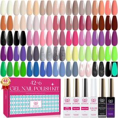 PRICES MAY VARY. [42+6pcs Gel Nail Polish Set] Arousar 48pcs gel nail polish kit contains 42pcs 7ml gel nail polish, 1pcs base coat, 1pcs base gel and 4pcs top coat. A combination of trendy color nail polish glue, nail art gel liner and base coat saves cost and is easy to use. [Environmental & Healthy] Arousar gel nail polish is made of natural resin which makes it non-toxic and has a low odor. Meeting safety standards, not causing skin damage, suitable for all seasons and many occasions. [Long New Nail Colors, Manicure Diy, Nail Gel Polish, Nail Polish Kits, Gel Nail Polish Set, Nail Polish Sets, Gel Liner, Nail Varnish, Manicure Y Pedicure